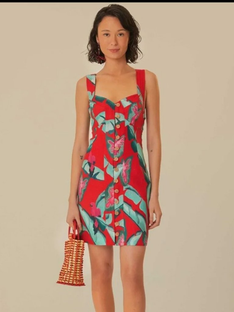 Nwt Farm Rio Red Summer Foliage Mini Dress Sz S